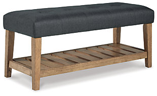 Cabellero Upholstered Accent Bench, Charcoal/Brown, large