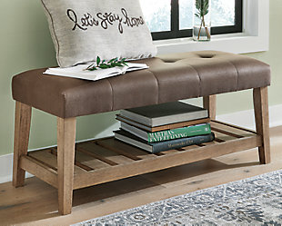 Cabellero Upholstered Accent Bench, Brown, rollover