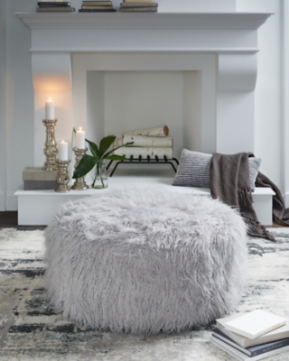 Galice Oversized Accent Ottoman, Light Gray