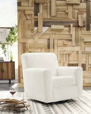 A3000365 Herstow Swivel Glider Accent Chair, Ivory sku A3000365