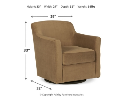 Bradney Swivel Accent Chair, Honey, large