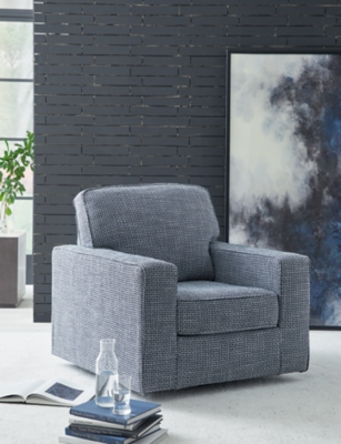 Olwenburg Swivel Accent Chair, Denim, large