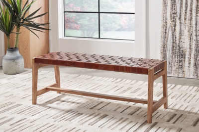 Lemmund Accent Bench Leather, Natural/Brown