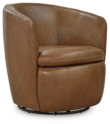 Kierreys Swivel Chair, Caramel, large