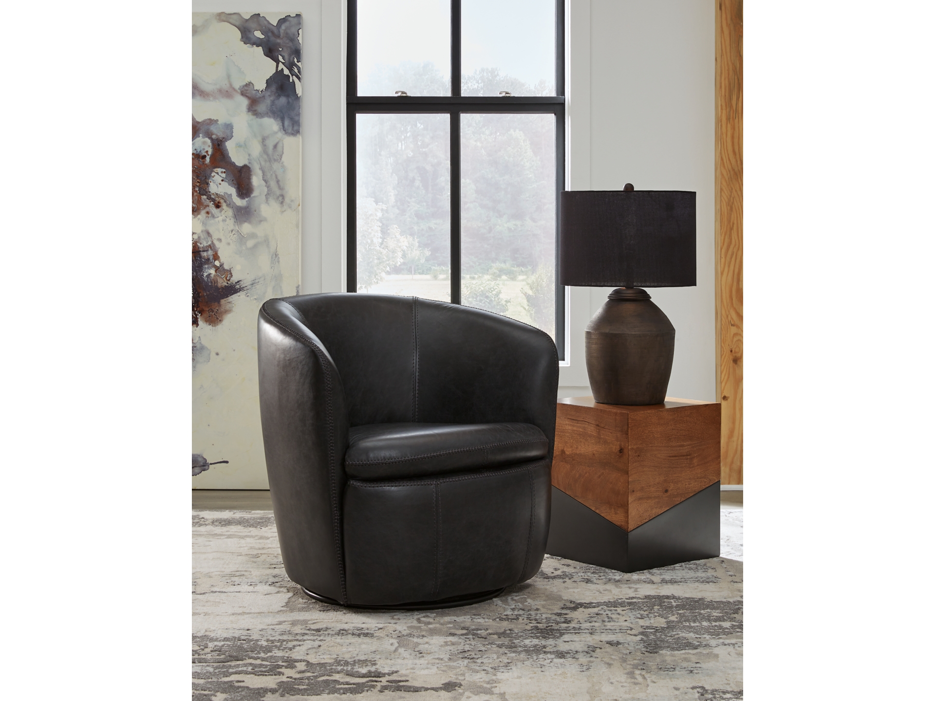 Kierreys Leather Swivel Chair 3 colors 