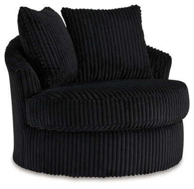 Gramwell Swivel Accent Chair, Onyx, large