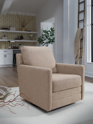 Freybourne Next-Gen Nuvella Swivel Accent Chair, Twill, rollover