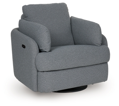 Alainmont Next-Gen Nuvella Swivel Power Recliner, Salt and Pepper, large