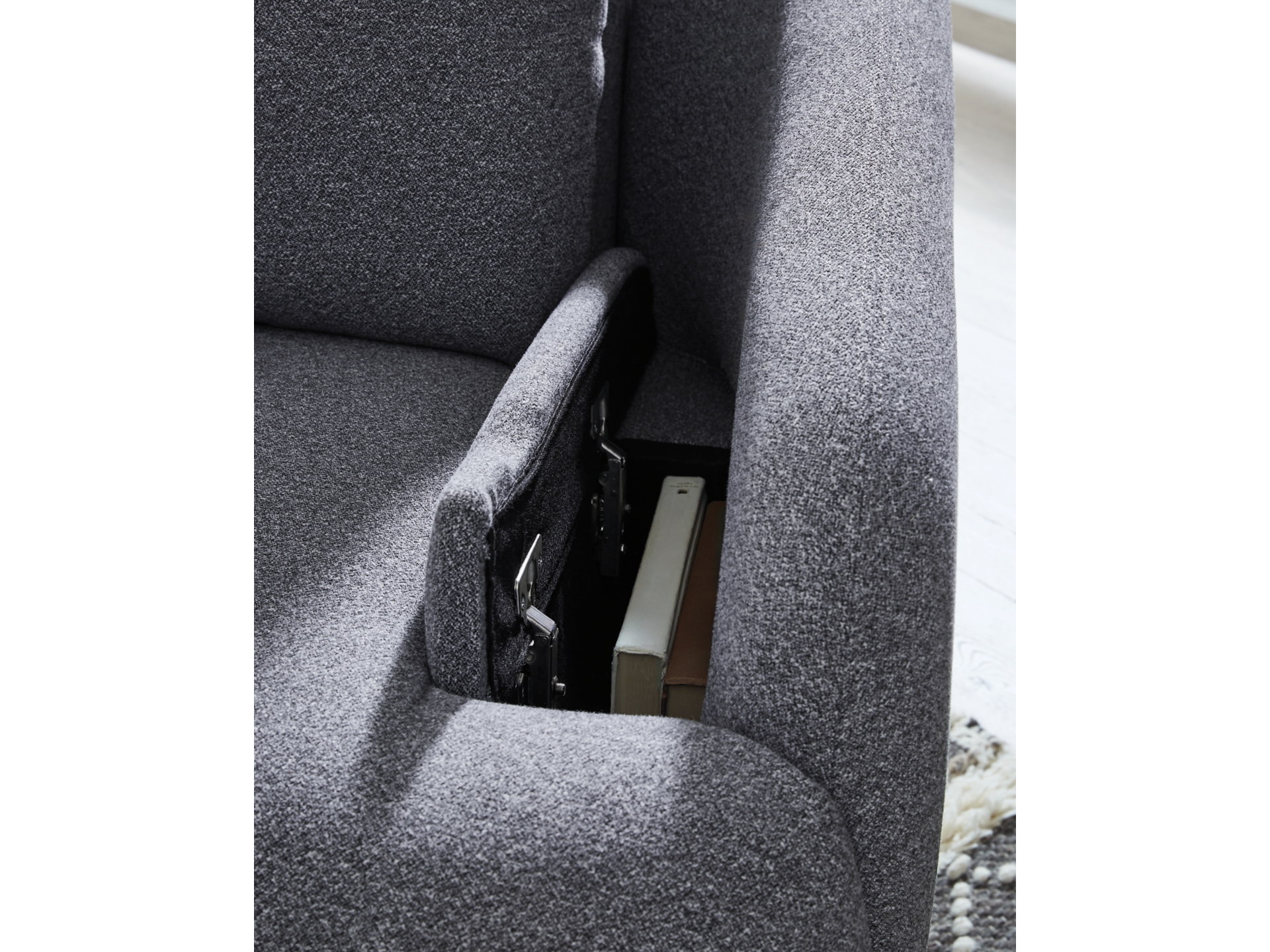 Image 2 of Alainmont Next-Gen Nuvella Performance Fabric Swivel Power Recliner Salt and Pep