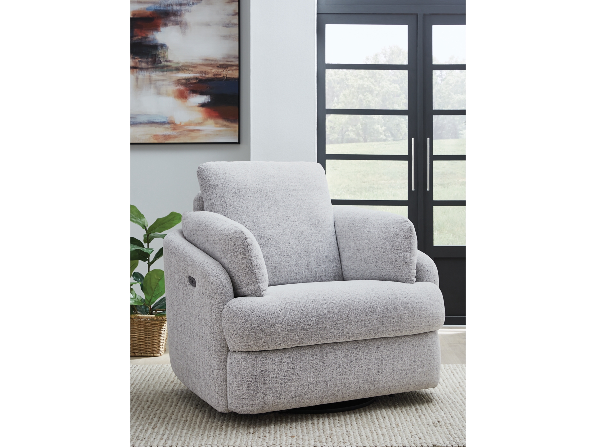 Alainmont Next-Gen Nuvella Performance Fabric Swivel Power Recliner Stone