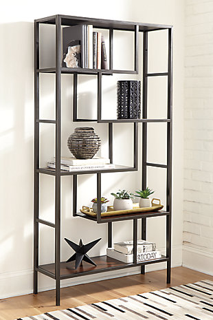 Frankwell Bookcase, Brown/Black, rollover