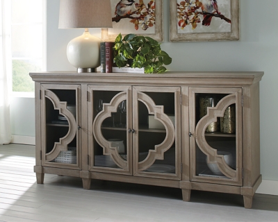 Fossil Ridge Accent Cabinet with Quatrefoil Pattern, Gray