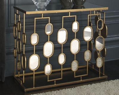 Majaci Mirrored Console, Gold Finish