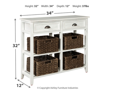 Oslember Sofa/Console Table with 4 Storage Baskets | Ashley