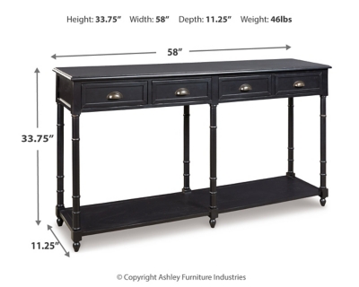 Eirdale Sofa/Console Table, Black, large