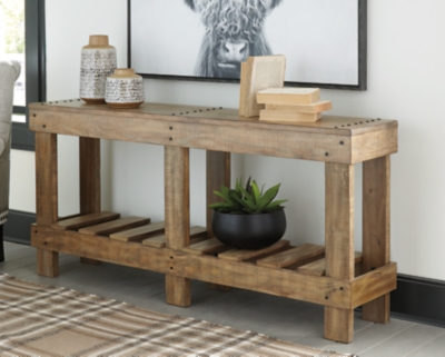 sofa table with bench