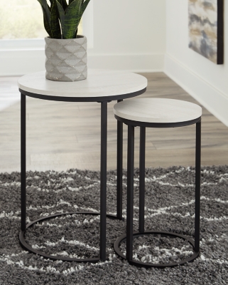 A4000225 Briarsboro Accent Table (Set of 2), White/Black sku A4000225