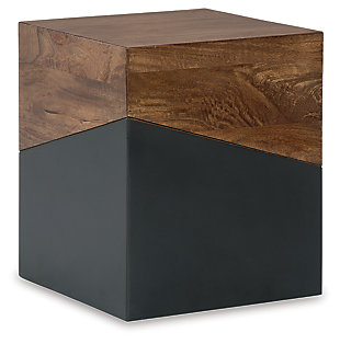 For those with discriminating tastes and a desire to be different the two-tone Trailbend accent table is, above all, eclectic, offering a unique conversation piece to contemporary decors. This table shines with eye-catching interest that won’t be soon forgotten by guests. Use in pairs for double the impact.Solid wood and engineered wood | Light brown and dark gray finishes | No assembly required