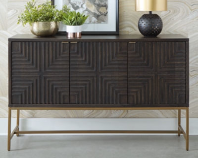 Elinmore Accent Cabinet, Brown/Gold Finish