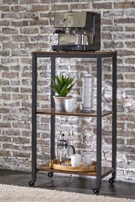 Bevinfield Bar Cart with Casters, Brown/Black