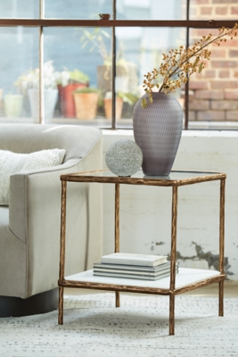 Square brass on sale side table