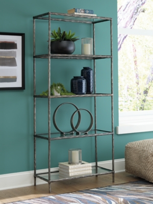 Ryandale 73" Bookcase, Antique Pewter Finish