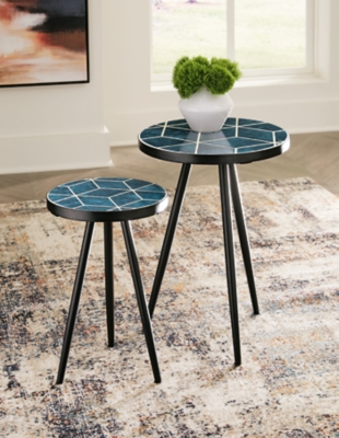 A4000523 Clairbelle Accent Table (Set of 2), Teal sku A4000523