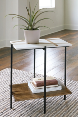 Braxmore Accent Table, White/Light Brown