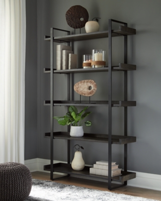 Kevmart Bookcase, Grayish Brown/Black