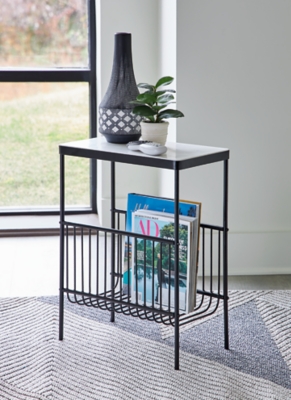 Issiamere Accent Table with Magazine Holder, Black/White