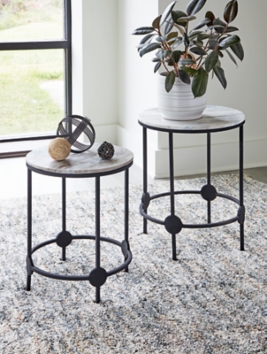 A4000546 Beashaw Accent Table (Set of 2), Gray/Black sku A4000546