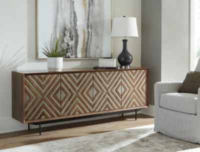 Dreggan Accent Cabinet, Brown/Gold Finish