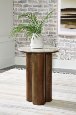 Henfield Accent Table, Beige/Brown