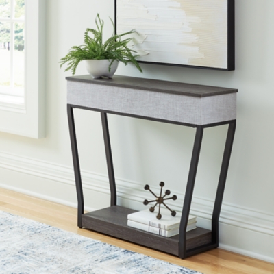 Sethlen Console Sofa Table with Speaker, Gray/Black