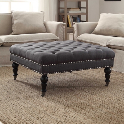 A600000006 Linon Isabelle Square Tufted Ottoman, Black sku A600000006