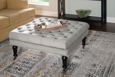 A600000009 Linon Isabelle Tufted Ottoman, Gray sku A600000009