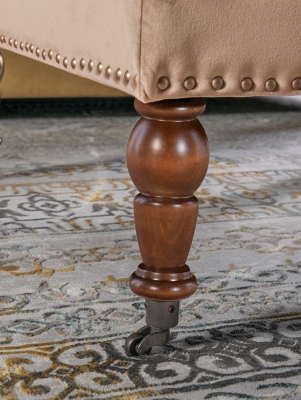 Linon Isabelle Square Tufted Ottoman, Beige, large