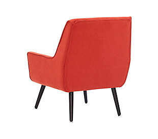 Can’t decide between modern and mid century? Enjoy the best of both trends with this fashion-forward retro chair in pimento orange. Sporting architectural angles, canted legs and button tufting, it’s seating taken to an art form.Made of wood and engineered wood | Foam cushioned seats | Pimento orange polyester fabric | Button tufting | Legs in dark espresso finish | Some assembly required