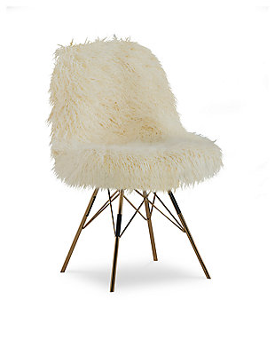 Larissa Faux Fur Gold Base Chair, , large