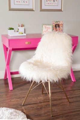 Larissa Faux Fur Gold Base Chair, , rollover