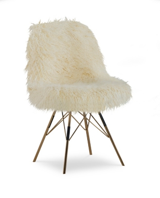 Larissa Faux Fur Gold Base Chair, , large