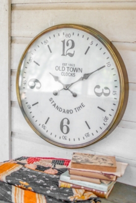 A600000039 Kalalou Old Town Station Clock, White/Gold sku A600000039