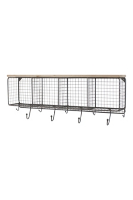 Wire Mesh Horizontal Cubbies With Wooden Top, , large