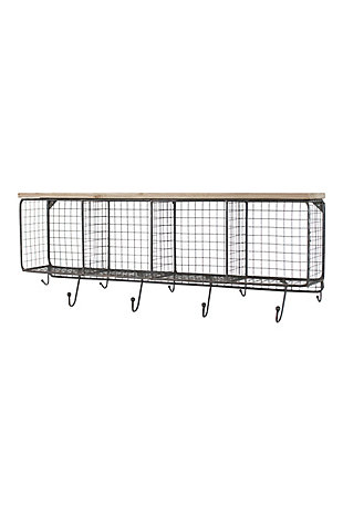 Wire Mesh Horizontal Cubbies With Wooden Top, , large