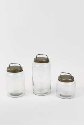 Glass Jar With Metal Lids Set