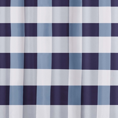 Buffalo Plaid Shower Curtain, White/Navy, large
