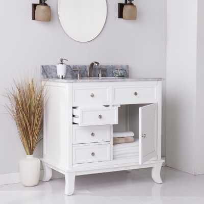 Gray Marble Bathroom Vanity and Sink, , large