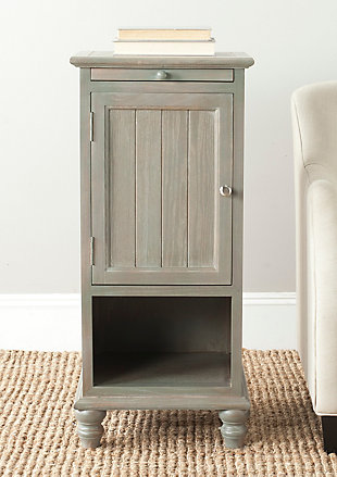 Wooden Storage Cabinet with Pull Out Tray, Gray, rollover