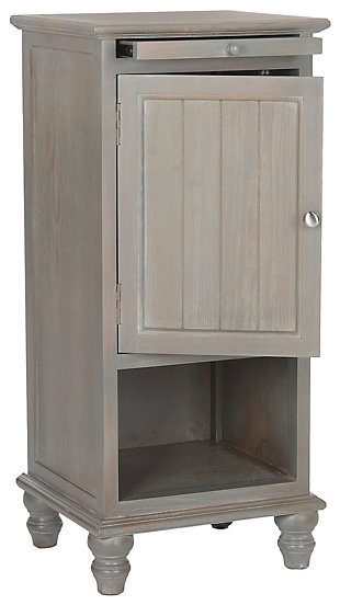 Wooden Storage Cabinet with Pull Out Tray, Gray, large