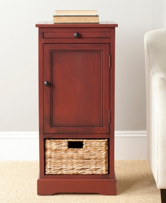 Wicker Basket Tall Storage Cabinet, Red, large